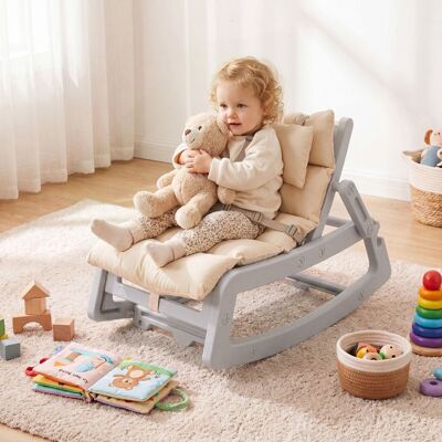 Transat Bébé 2en1 Évolutif-COSTWAY-Dossier 4 Positions Balancement/Fixe Harnais 5 Points Coussin Lavable 80KG 6+Mois Gris Gris - Publicité Transat Bébé 2en1 Évolutif-COSTWAY-Dossier 4 Positions Balancement/Fixe Harnais 5 Points Coussin Lavable 80KG 6+Mois Gris Gris - Publicité