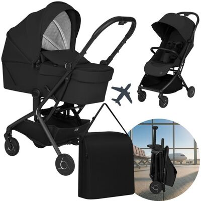 Poussette 2 en 1 LIONELO Sia - Ultra légère - Pack poussette - Nacelle - Habillage pluie - Moustiquaire - Couvre-jambes - Noir Noir - Publicité Poussette 2 en 1 LIONELO Sia - Ultra légère - Pack poussette - Nacelle - Habillage pluie - Moustiquaire - Couvre-jambes - Noir Noir - Publicité