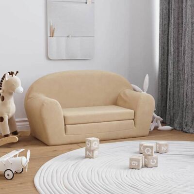 vidaXL Canapé-lit pour enfants 2 places crème peluche douce 357001 Beige - Publicité vidaXL Canapé-lit pour enfants 2 places crème peluche douce 357001 Beige - Publicité