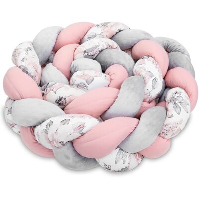 TOTSY BABY Coussin Doudou Tressé 300 cm - Tour de Lit Déco Chambre dEnfant Protection Berceau Coton Moelleux Cadeau Naissance Roses Rose - Publicité TOTSY BABY Coussin Doudou Tressé 300 cm - Tour de Lit Déco Chambre dEnfant Protection Berceau Coton Moelleux Cadeau Naissance Roses Rose - Publicité