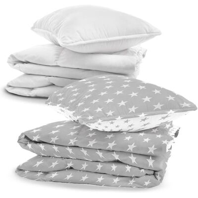 TOTSY BABY Parure de lit bébé coton 100x135 cm – housse de couette taie 40x60 cm couette et oreiller inclus étoiles grises et blanches Blanc - Publicité TOTSY BABY Parure de lit bébé coton 100x135 cm – housse de couette taie 40x60 cm couette et oreiller inclus étoiles grises et blanches Blanc - Publicité