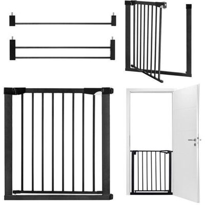 MoMi PAXI PLUS - Barrière de sécurité enfant 75-82 cm (extensible 103 cm) - Double ouverture - Installation sans perçage - Noir Noir - Publicité MoMi PAXI PLUS - Barrière de sécurité enfant 75-82 cm (extensible 103 cm) - Double ouverture - Installation sans perçage - Noir Noir - Publicité