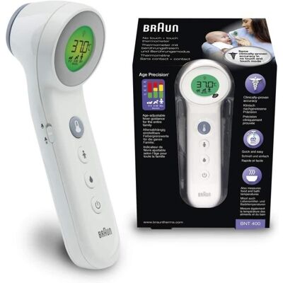 Braun BNT400EE No Touch + Touch Thermomètre avec précision dâge Blanc - Publicité Braun BNT400EE No Touch + Touch Thermomètre avec précision dâge Blanc - Publicité