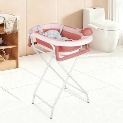 Baignoire pliable bébé-MENGDA-Thermomètre intégré-Coussin incliné et base antidérapante-Bonnet de douche gratuit-Rose Rose - Publicité Baignoire pliable bébé-MENGDA-Thermomètre intégré-Coussin incliné et base antidérapante-Bonnet de douche gratuit-Rose Rose - Publicité