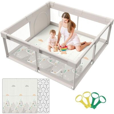 SANS MARQUE Parc pour enfants avec tapis sûr et spacieux pour la maisonfond antidérapantconception en maille respirante 150x150x64cm Blanc - Publicité SANS MARQUE Parc pour enfants avec tapis sûr et spacieux pour la maisonfond antidérapantconception en maille respirante 150x150x64cm Blanc - Publicité