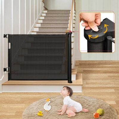 Barrière de sécurité pour bébé YIPEEMA - HOMEWELL - 150*86cm - Noir - Rétractable Noir - Publicité Barrière de sécurité pour bébé YIPEEMA - HOMEWELL - 150*86cm - Noir - Rétractable Noir - Publicité
