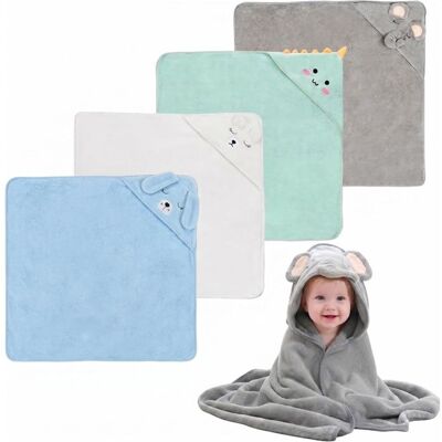 TOPDEAL EUROPE Cape de bain bebe 4 pièces 80x80cm - Serviette capuche super absorbante - Sortie de bain pour enfants - Publicité TOPDEAL EUROPE Cape de bain bebe 4 pièces 80x80cm - Serviette capuche super absorbante - Sortie de bain pour enfants - Publicité