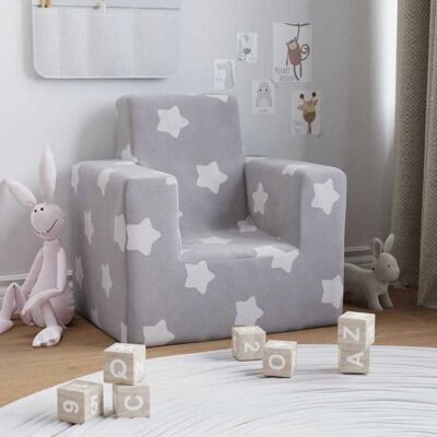 VIDAXL STAR SALE® Canapé pour enfants - 3-6 ans - charge maximale : 50 kg - Gris clair avec étoiles Peluche douce c502 Gris - Publicité VIDAXL STAR SALE® Canapé pour enfants - 3-6 ans - charge maximale : 50 kg - Gris clair avec étoiles Peluche douce c502 Gris - Publicité
