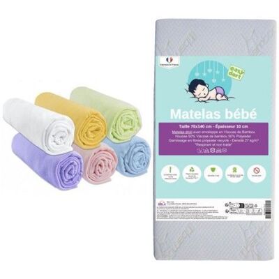 EASY DORT - Matelas bambou bébé 70x140 + 6 draps housse coton + 2 alèses coton - Kit pratique lit bébé - Publicité EASY DORT - Matelas bambou bébé 70x140 + 6 draps housse coton + 2 alèses coton - Kit pratique lit bébé - Publicité