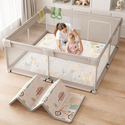 SANS MARQUE Aire de jeux pour enfants aire de jeux pour bébés 150x150x68 cm avec filet respirant et ventousesavec tapis en tissu Oxford. Beige - Publicité SANS MARQUE Aire de jeux pour enfants aire de jeux pour bébés 150x150x68 cm avec filet respirant et ventousesavec tapis en tissu Oxford. Beige - Publicité