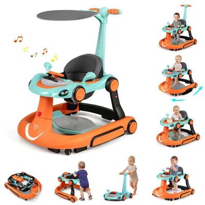 Trotteur Bébé Evolutif 7 en 1 COSTWAY-Hauteur/Vitesse Réglables-Lumières et Musique-Siège Amovible Anti-basculement-Orange et Vert Vert - Publicité Trotteur Bébé Evolutif 7 en 1 COSTWAY-Hauteur/Vitesse Réglables-Lumières et Musique-Siège Amovible Anti-basculement-Orange et Vert Vert - Publicité