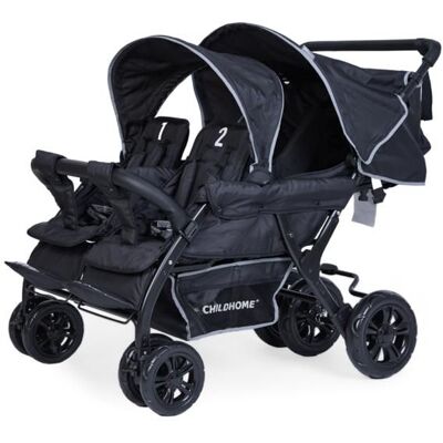 Childhome Quadruple poussette capacité 4 enfants + housse de pluie + pare-soleil Noir Noir - Publicité Childhome Quadruple poussette capacité 4 enfants + housse de pluie + pare-soleil Noir Noir - Publicité