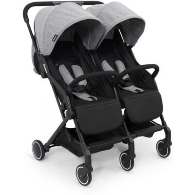 Poussette Double Buggy - BANINNI Adige - Pour Duos et Jumeaux - Gris - 0 à 36 mois - Jusquà 15Kg Gris - Publicité Poussette Double Buggy - BANINNI Adige - Pour Duos et Jumeaux - Gris - 0 à 36 mois - Jusquà 15Kg Gris - Publicité