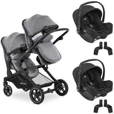 HAUCK - Poussette Jumeaux Atlantic Twin + 2 sièges auto i-Snug 2 Melange Grey Gris - Publicité HAUCK - Poussette Jumeaux Atlantic Twin + 2 sièges auto i-Snug 2 Melange Grey Gris - Publicité