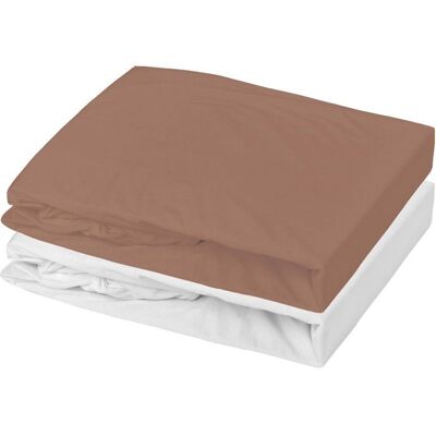 P'TIT DODO Lot de 2 draps housse - MON PTIT DODO - Jersey 100% coton - 60 x 120 cm - Blanc et brun Marron - Publicité P'TIT DODO Lot de 2 draps housse - MON PTIT DODO - Jersey 100% coton - 60 x 120 cm - Blanc et brun Marron - Publicité