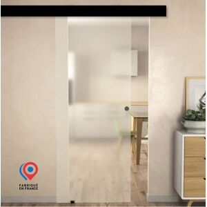 AURYS KIT Porte coulissante en verre + Rail Noir Coffrage - SABLE - H. 2005 x L. 725 - Fabrication Française Noir - Publicité AURYS KIT Porte coulissante en verre + Rail Noir Coffrage - SABLE - H. 2005 x L. 725 - Fabrication Française Noir - Publicité