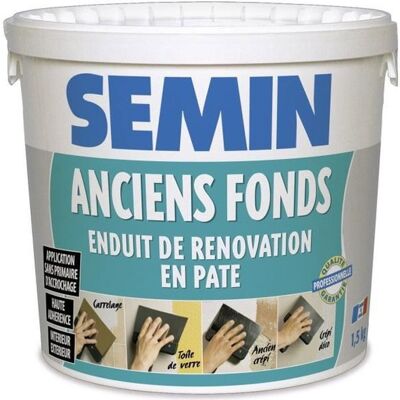 Enduit de rénovation pour les supports irréguliers Anciens Fonds Semin - intérieur-extérieur - seau de 15 kg - Publicité Enduit de rénovation pour les supports irréguliers Anciens Fonds Semin - intérieur-extérieur - seau de 15 kg - Publicité