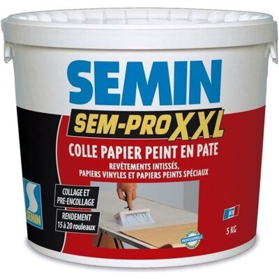 Colle papiers peints en pâte Semin Sem-Pro XXL - prêt à lemploi - seau de 5 kg Blanc - Publicité Colle papiers peints en pâte Semin Sem-Pro XXL - prêt à lemploi - seau de 5 kg Blanc - Publicité