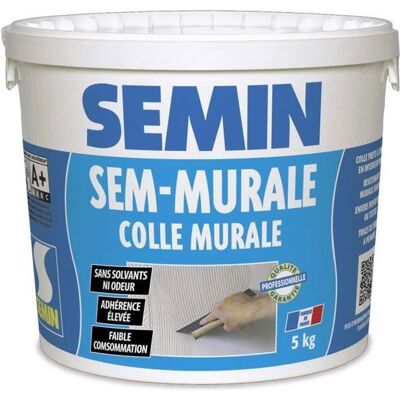 Colle pour toiles de verre et revêtements muraux légers en pâte Semin Sem-Murale - prêt à lemploi - seau 5 kg - Publicité Colle pour toiles de verre et revêtements muraux légers en pâte Semin Sem-Murale - prêt à lemploi - seau 5 kg - Publicité
