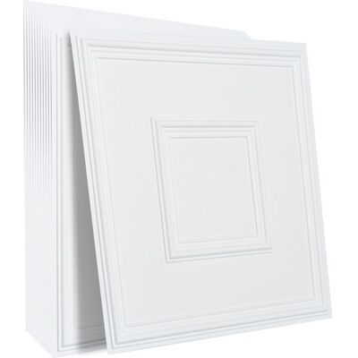Dalles de Plafond Suspendu 61 x 61 cm en Feuille de PVC de Haute Qualité-Duoku-Lot de 12-Installation/Découpe Facile - Publicité Dalles de Plafond Suspendu 61 x 61 cm en Feuille de PVC de Haute Qualité-Duoku-Lot de 12-Installation/Découpe Facile - Publicité