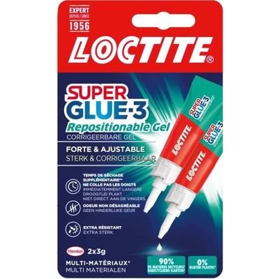 LOCTITE SUPERGLUE-3 Gel Repositionnable - Superglue - 3g - Lot de 2 Blisters - 12 unités - Publicité LOCTITE SUPERGLUE-3 Gel Repositionnable - Superglue - 3g - Lot de 2 Blisters - 12 unités - Publicité