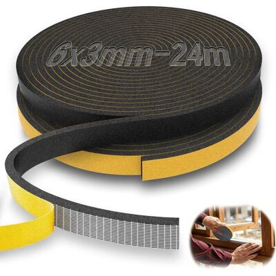 Joint Mousse EPDM Autocollant 24 m 6 x 3 mm Noir Isolation Anti-Froid et Antibruit pour Portes et Baies Coulissantes Noir - Publicité Joint Mousse EPDM Autocollant 24 m 6 x 3 mm Noir Isolation Anti-Froid et Antibruit pour Portes et Baies Coulissantes Noir - Publicité