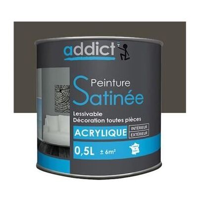 Peinture Acrylique Addict Gris Anthracite Satinée - Décoration Intérieure - 0,5l - Publicité Peinture Acrylique Addict Gris Anthracite Satinée - Décoration Intérieure - 0,5l - Publicité
