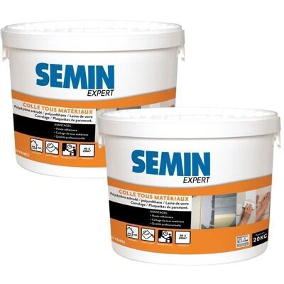Colle Tout Matériaux Semin Prêt à lEmploi Intérieur-Extérieur Seau de 20 kg (lot de 2) - Publicité Colle Tout Matériaux Semin Prêt à lEmploi Intérieur-Extérieur Seau de 20 kg (lot de 2) - Publicité