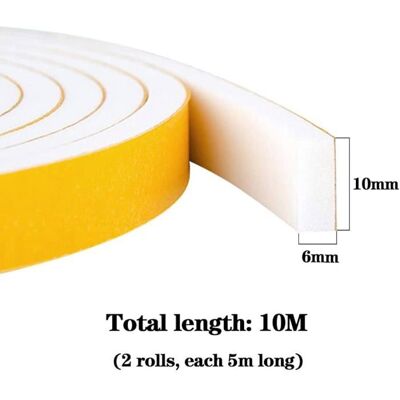 AUTREMENT Joint Adhésif Isolation Fenêtre - Joint Porte Entrée en Mousse Caoutchouc 10mm(l) x 6mm(H) x 10m(L) - Anti Froid et Blanc 10 x 6mm Blanc - Publicité AUTREMENT Joint Adhésif Isolation Fenêtre - Joint Porte Entrée en Mousse Caoutchouc 10mm(l) x 6mm(H) x 10m(L) - Anti Froid et Blanc 10 x 6mm Blanc - Publicité