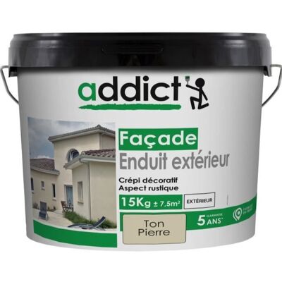 Crépi extérieur - ADDICT - Ton pierre - 15Kg - Acrylique - Mat Beige - Publicité Crépi extérieur - ADDICT - Ton pierre - 15Kg - Acrylique - Mat Beige - Publicité