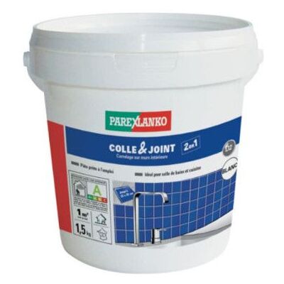 PAREXLANKO Colle & joint en pâte - BLC - 1.5kg - Hydrofuge - Fongicide - Adhérence renforcée Blanc - Publicité PAREXLANKO Colle & joint en pâte - BLC - 1.5kg - Hydrofuge - Fongicide - Adhérence renforcée Blanc - Publicité