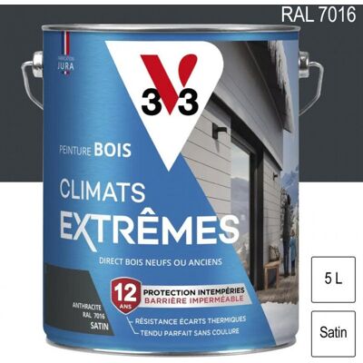 Peinture bois extérieur Climats Extrêmes RAL 7016 Gris anthracite satin 5L V33 Gris - Publicité Peinture bois extérieur Climats Extrêmes RAL 7016 Gris anthracite satin 5L V33 Gris - Publicité
