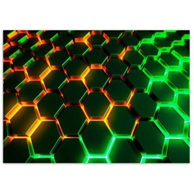 Papier peint Intissé - Effet Néon pour Gaming Room 400x280 cm - Moderne Décoration Murale - Effet 3D - Hexagone - Feeby Vert - Publicité Papier peint Intissé - Effet Néon pour Gaming Room 400x280 cm - Moderne Décoration Murale - Effet 3D - Hexagone - Feeby Vert - Publicité