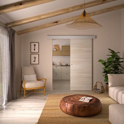 Optimum Porte coulissante - Chêne blond - H 204 x Ep 38 x L 73 cm - Non percée Marron - Publicité Optimum Porte coulissante - Chêne blond - H 204 x Ep 38 x L 73 cm - Non percée Marron - Publicité