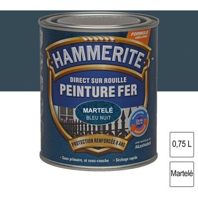 Peinture - Hammerite - Fer martelé - 0.75L - Bleu nuit - Protection 8 ans Bleu - Publicité Peinture - Hammerite - Fer martelé - 0.75L - Bleu nuit - Protection 8 ans Bleu - Publicité