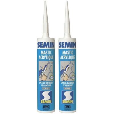 Lot de 2 mastics acryliques gris pour combler des fissures Semin - intérieur-extérieur - cartouche de 310 ml Gris - Publicité Lot de 2 mastics acryliques gris pour combler des fissures Semin - intérieur-extérieur - cartouche de 310 ml Gris - Publicité