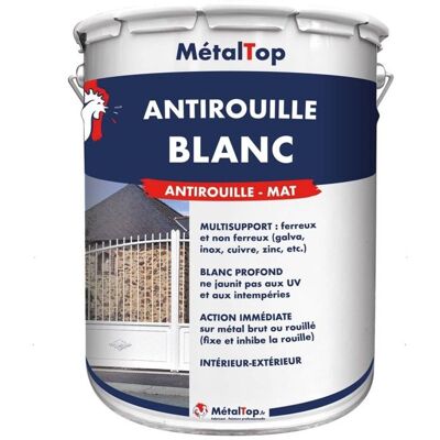 Antirouille Blanc - Pot 1 L - Metaltop - 9010 - Blanc pur Blanc - Publicité Antirouille Blanc - Pot 1 L - Metaltop - 9010 - Blanc pur Blanc - Publicité