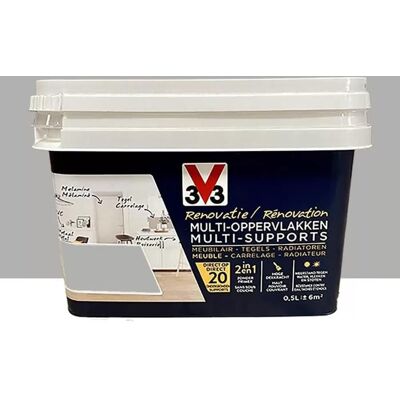 V33 - Rénovation Multi-Supports Gris lune - Multi-surface - 0.5 L - Peinture - Publicité V33 - Rénovation Multi-Supports Gris lune - Multi-surface - 0.5 L - Peinture - Publicité