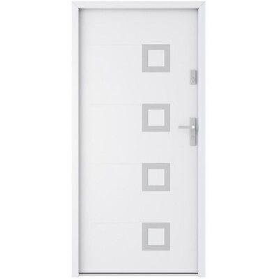 VENTE-UNIQUE Porte dentrée en acier pleine et inox H207 x L100 cm blanc - épaisseur 55 mm - poussant gauche - TIFANA Blanc - Publicité VENTE-UNIQUE Porte dentrée en acier pleine et inox H207 x L100 cm blanc - épaisseur 55 mm - poussant gauche - TIFANA Blanc - Publicité