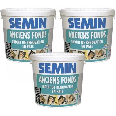 Lot de 3 enduits de rénovation pour les supports irréguliers Anciens Fonds Semin - intérieur-extérieur - seau de 1 5 kg Noir - Publicité Lot de 3 enduits de rénovation pour les supports irréguliers Anciens Fonds Semin - intérieur-extérieur - seau de 1 5 kg Noir - Publicité