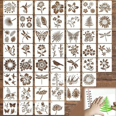 Lot De 50 Pochoirs De Peinture Réutilisables 10 x 10 cm Motifs Fleurs Et Oiseaux Diy Déco Bois Toile Tissu Verre Céramique - Publicité Lot De 50 Pochoirs De Peinture Réutilisables 10 x 10 cm Motifs Fleurs Et Oiseaux Diy Déco Bois Toile Tissu Verre Céramique - Publicité