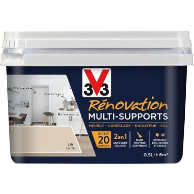 V33 Peinture rénovation multi-supportsLin satin 05L Blanc - Publicité V33 Peinture rénovation multi-supportsLin satin 05L Blanc - Publicité