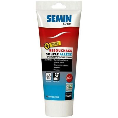 Enduit de rebouchage allégé pour trous et fissures importants Semin - intérieur - tube de 250 ml - Publicité Enduit de rebouchage allégé pour trous et fissures importants Semin - intérieur - tube de 250 ml - Publicité