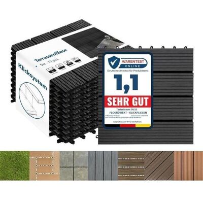 KARAT Dalles de Terrasse Lot de 11 pièces Royal Anthracite 30 x 30 cm - 1 m² Noir - Publicité KARAT Dalles de Terrasse Lot de 11 pièces Royal Anthracite 30 x 30 cm - 1 m² Noir - Publicité