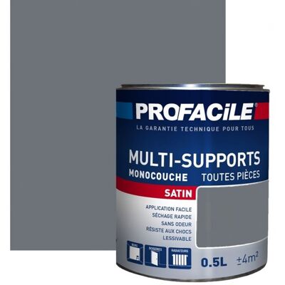 PROFACILE Peinture intérieure multi-supports satin murs plafonds boiseries radiateurs sans odeur 0.5 litre Anthracite Gris - Publicité PROFACILE Peinture intérieure multi-supports satin murs plafonds boiseries radiateurs sans odeur 0.5 litre Anthracite Gris - Publicité