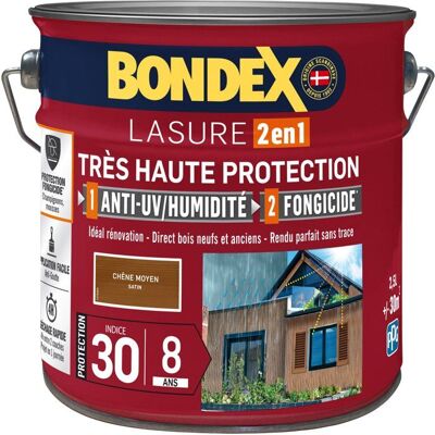 BONDEX - Lasure 8 ans - Indice 30 - Chêne Moyen - Satin - 25L Marron - Publicité BONDEX - Lasure 8 ans - Indice 30 - Chêne Moyen - Satin - 25L Marron - Publicité