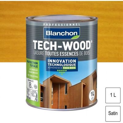 Lasure - BLANCHON - Tech-Wood - Chêne clair - Satiné - 1L Blanc - Publicité Lasure - BLANCHON - Tech-Wood - Chêne clair - Satiné - 1L Blanc - Publicité