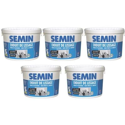 Lot de 5 enduits de lissage en pâte pour murs et plafonds Semin - intérieur - Seau de 4 kg Blanc - Publicité Lot de 5 enduits de lissage en pâte pour murs et plafonds Semin - intérieur - Seau de 4 kg Blanc - Publicité