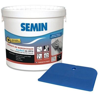 Enduit de rebouchage allégé pour trous et fissures importants Sem-Light Semin - intérieur - pot de 1 L et une spatule intégrée - Publicité Enduit de rebouchage allégé pour trous et fissures importants Sem-Light Semin - intérieur - pot de 1 L et une spatule intégrée - Publicité