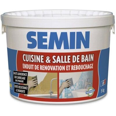 Enduit de rebouchage et rénovation spécial cuisine et salle de bain Semin - adapté aux pièces humides - seau de 5 kg - Publicité Enduit de rebouchage et rénovation spécial cuisine et salle de bain Semin - adapté aux pièces humides - seau de 5 kg - Publicité